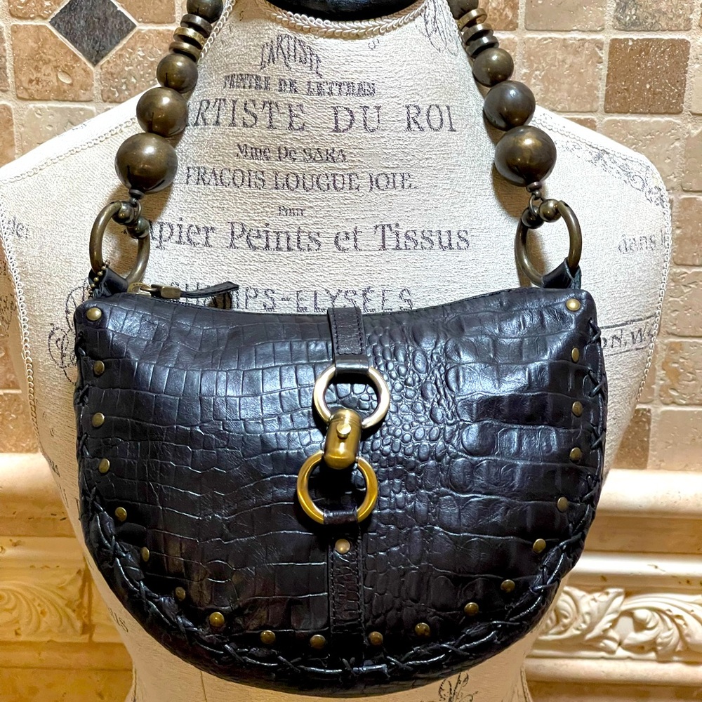 Entra reptile embossed shoulder bag